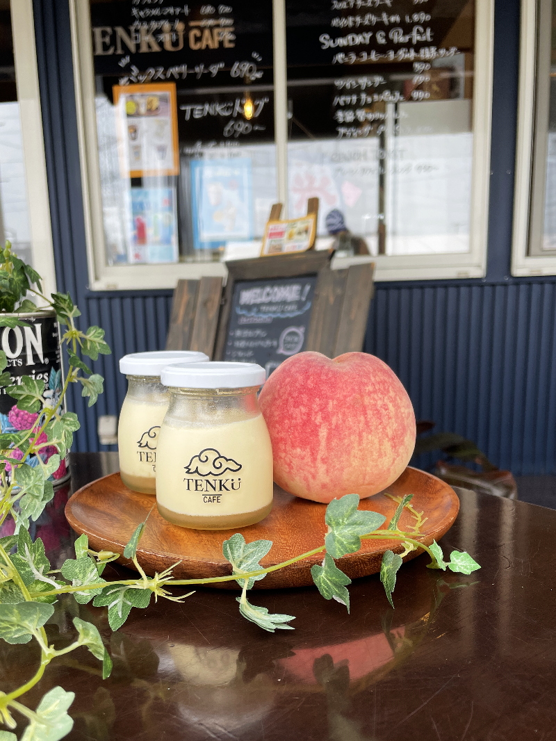 桃フェア限定！レアチーズプリンwith桃